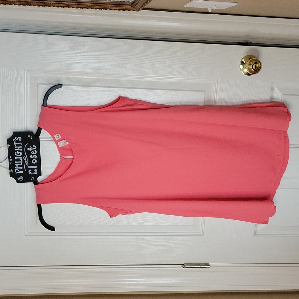 Tacera Sleeveless Top L Pink Crew Neck